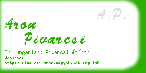 aron pivarcsi business card